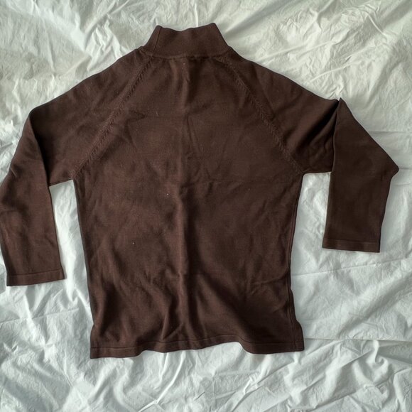 Neiman Marcus Brown Silk Blend Mock Turtleneck - Picture 3 of 3